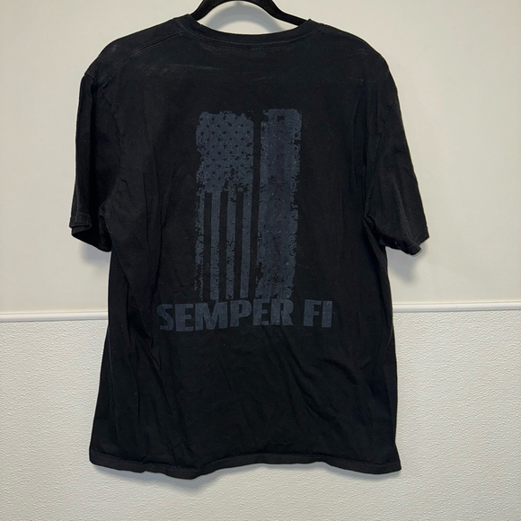 Men's Gildan T-Shirt Large Black Ireland front / Semper Fi Back - Picture 5 of 7